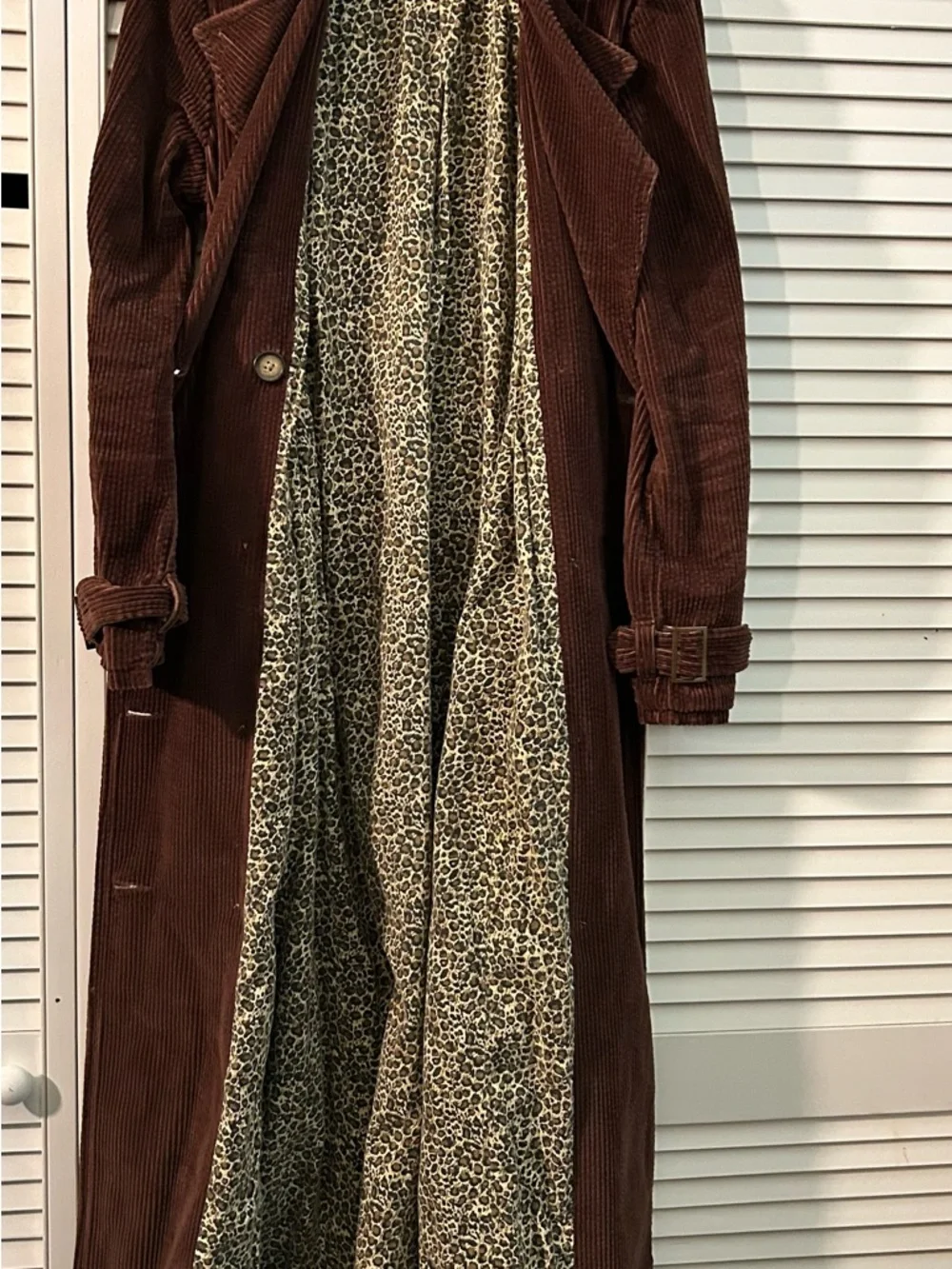 Newport News Brown Corduroy Double-Breasted Trench Coat - Picture 2 of 4